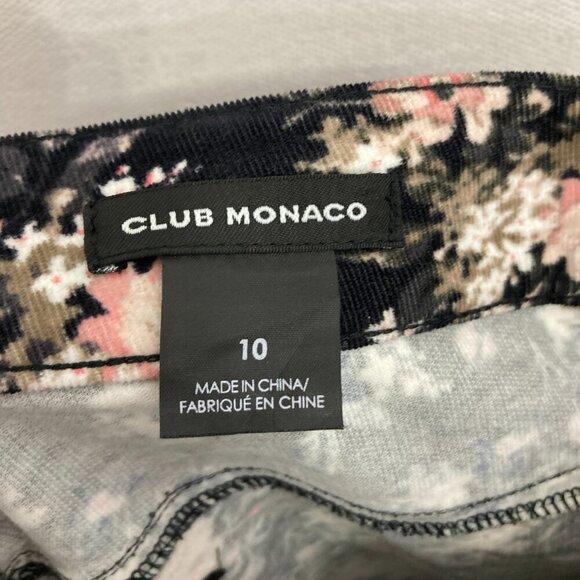 Club Monaco Black Multi Color Floral Corduroy Slim Pants size 10 - Picture 2 of 12